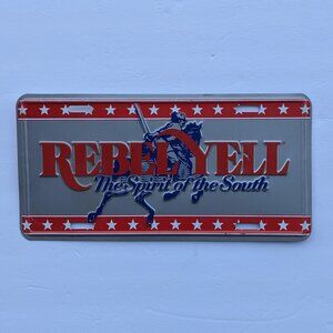 Vintage Rebel Yell Bourbon Whiskey Spirit of the South License Plate Tag